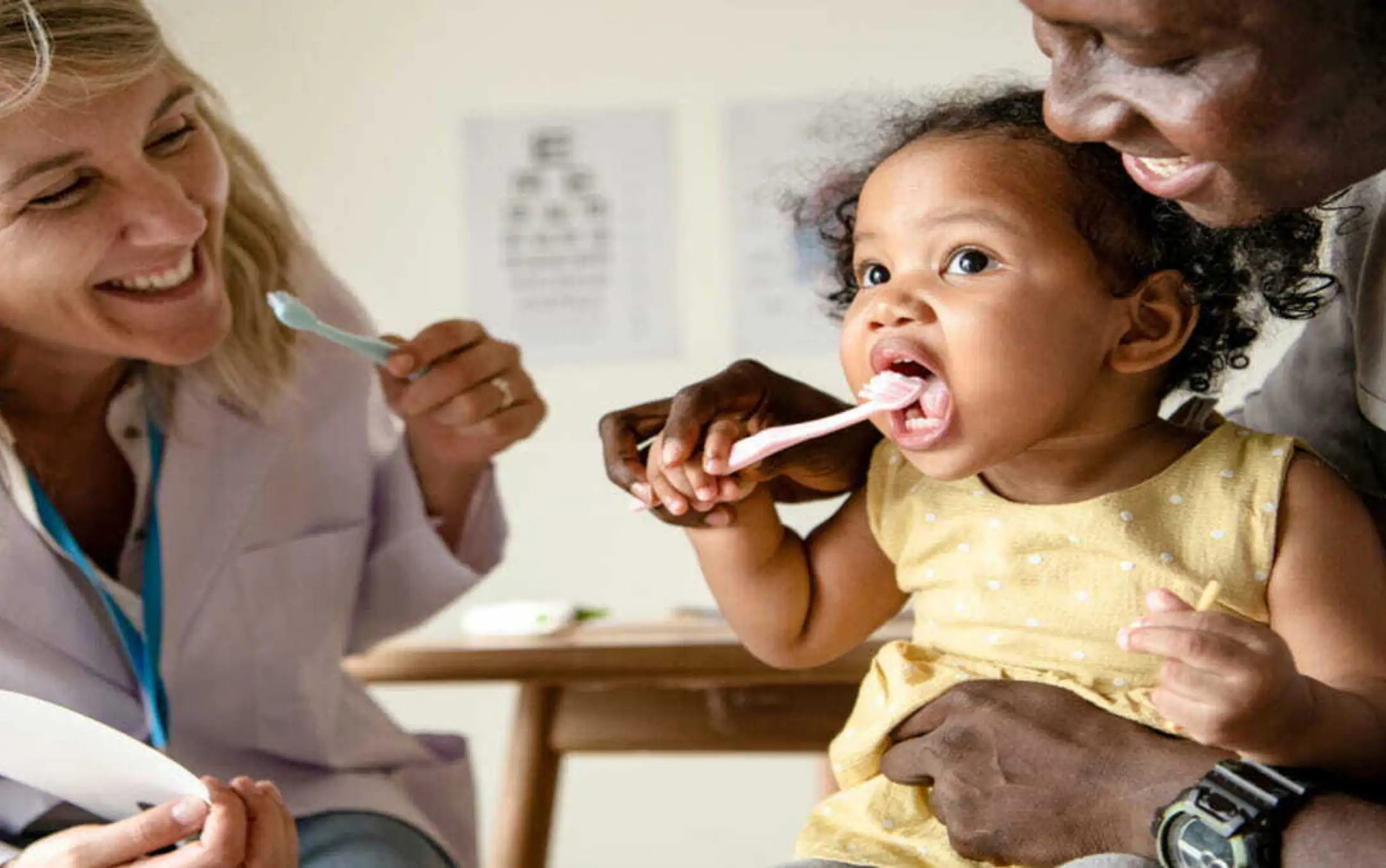 toddler brushing